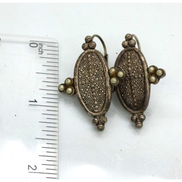 VINTAGE VENUE EARRINGS pearls, excellent, made in USA, pierced 12.2 grams - Picture 6 of 7